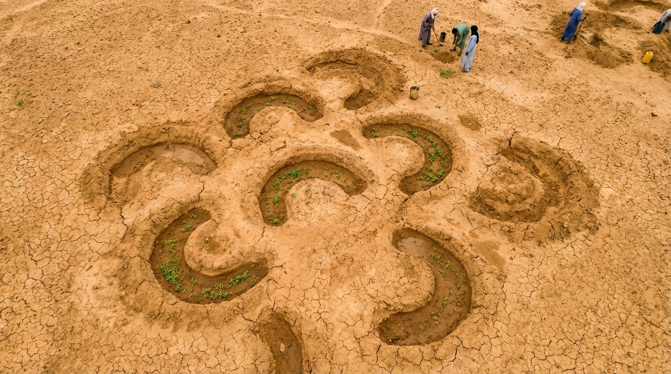 il sahara ha toccato i 70 °c, causando la morte di miliardi di alberi; solo una tecnica innovativa ha impedito l'estinzione della vita nel deserto.