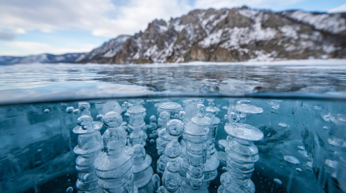 in canada, le bolle di ghiaccio del lago abraham offrono uno spettacolo invernale unico e suggestivo, ideale per gli amanti della natura e della fotografia.