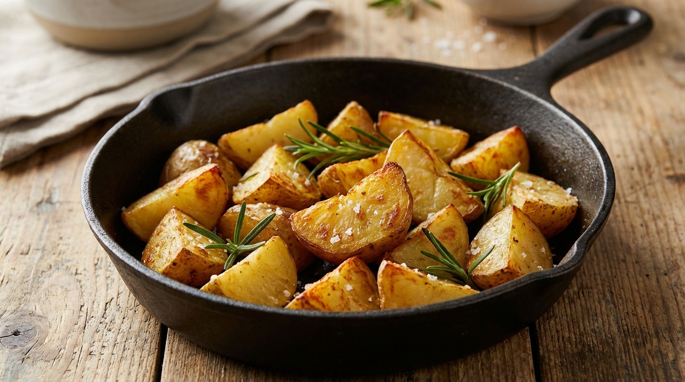 le patate rosolate sono più gustose se eviti di precuocerle e utilizzi un ingrediente speciale al posto dell'acqua per esaltarne il sapore.