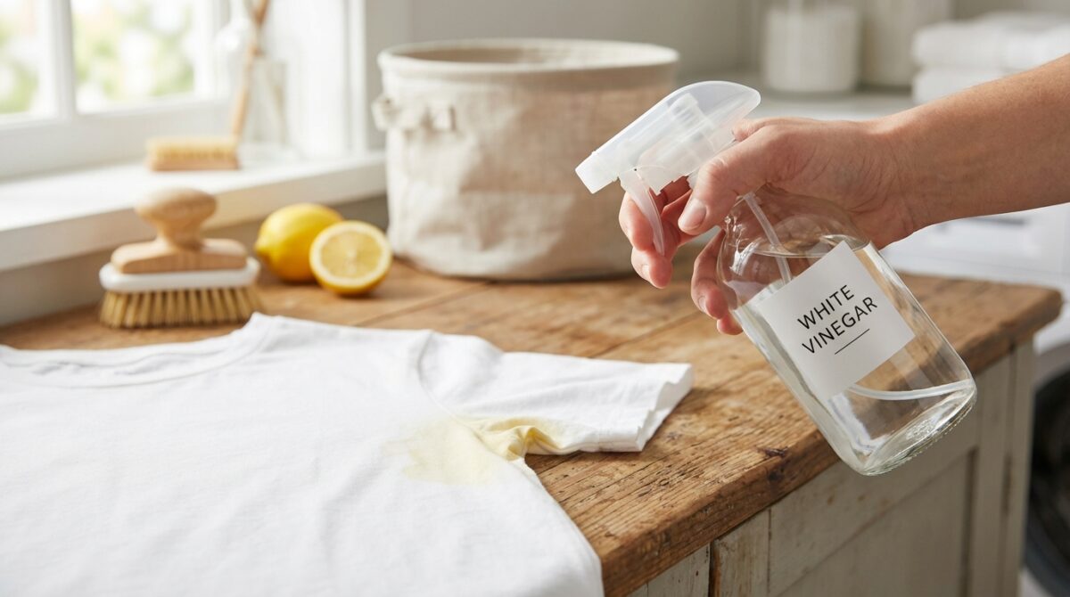 scoprite come un semplice ingrediente da cucina può eliminare le macchie di sudore sotto le braccia e salvare le vostre magliette, spruzzandolo nel modo giusto.