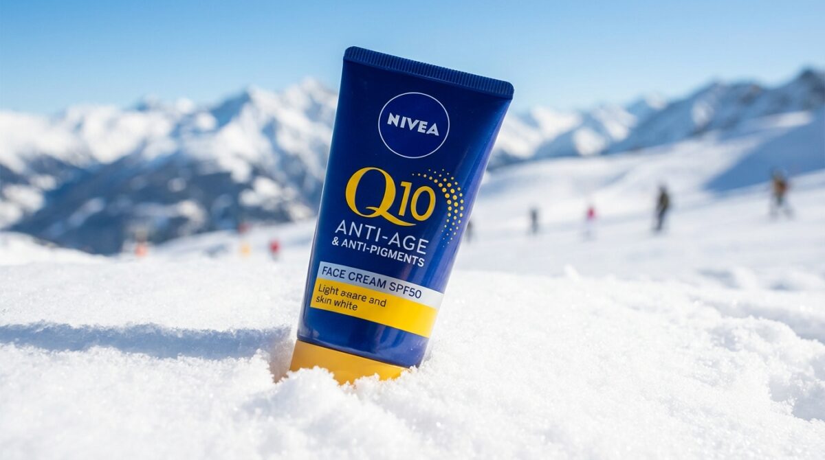 nivea: addio rughe in montagna con la crema solare anti-età al q10, la dose perfetta per proteggere la pelle durante lo sci.