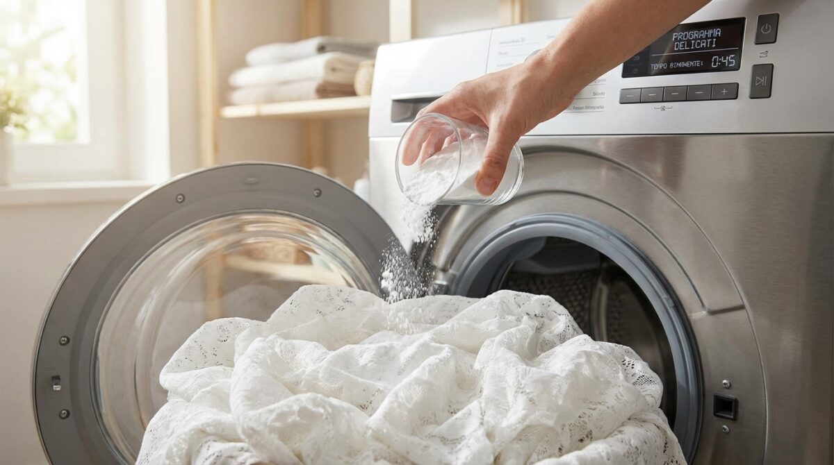 non versate il detergente in un bicchiere, ma direttamente nella lavatrice. scoprite come far tornare le vostre tende grigie come nuove con questo semplice trucco.